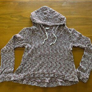 Cozy LA Hearts Small Maroon/White Knitted Relaxed Fit Hoodie